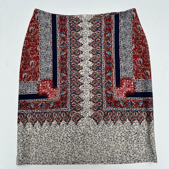 Lucky Brandt Skirt Knee Length Straight Pencil Zip Boho Paisley NWT Size Large - Picture 2 of 10